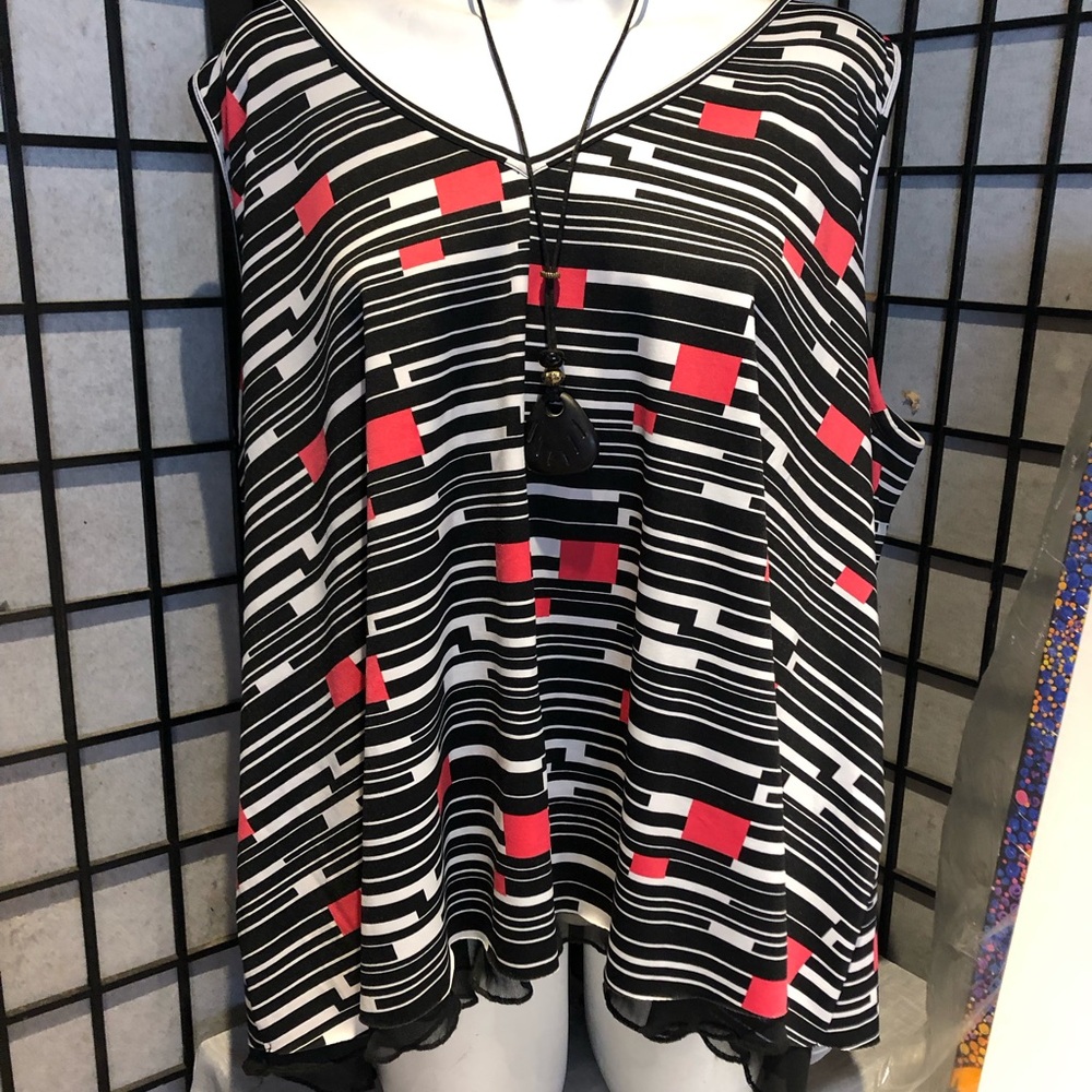 Ladies Stylish Black and Red Sleeveless Camisole Top